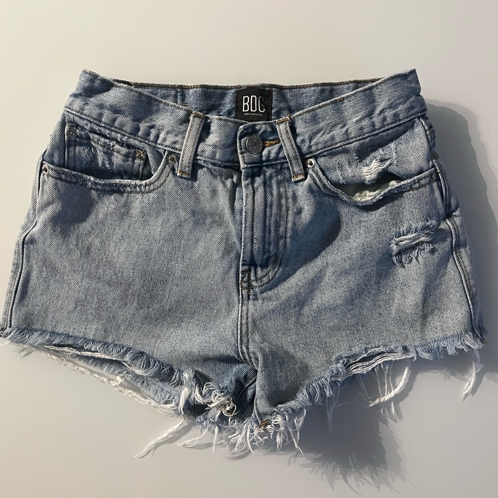 BDG Women's Distressed Jean Shorts - Light Blue